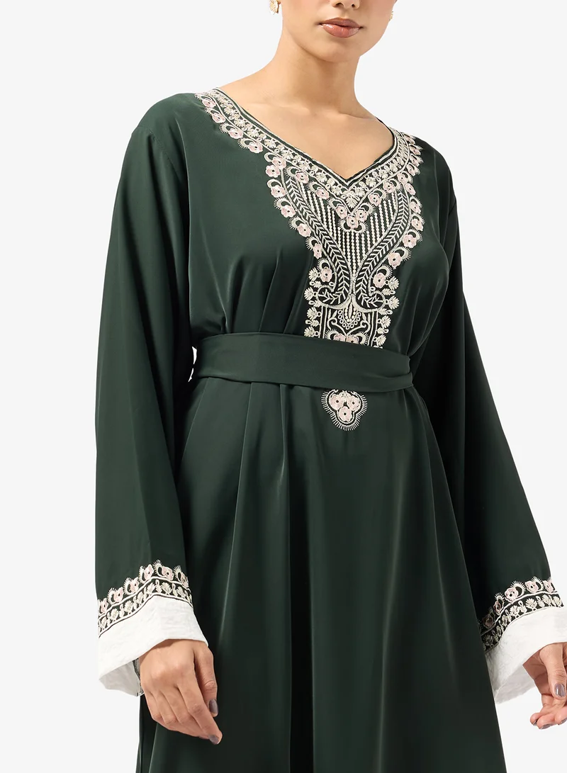 hayas closet  Embroidered Belted Jalabiya for Women | Best Price UAE